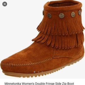 Minnetonka double Fringe side zip bootie